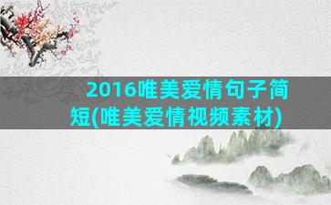 2016唯美爱情句子简短(唯美爱情视频素材)