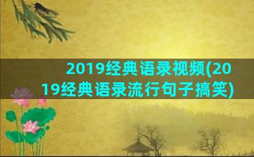 2019经典语录视频(2019经典语录流行句子搞笑)