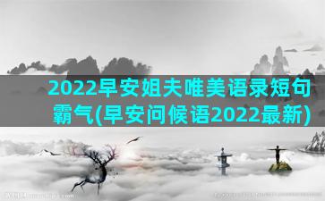 2022早安姐夫唯美语录短句霸气(早安问候语2022最新)