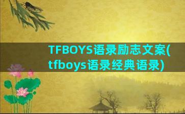 TFBOYS语录励志文案(tfboys语录经典语录)