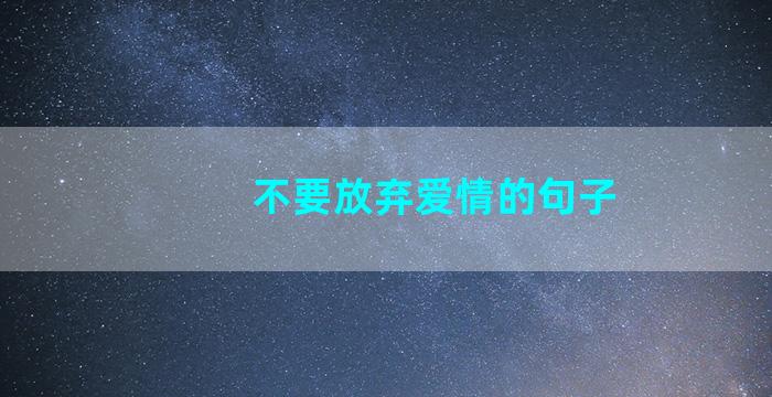 不要放弃爱情的句子