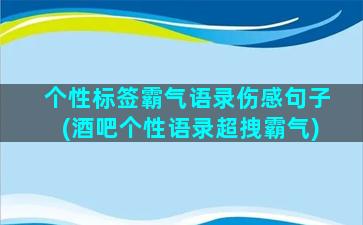 个性标签霸气语录伤感句子(酒吧个性语录超拽霸气)