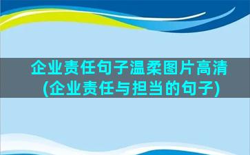 企业责任句子温柔图片高清(企业责任与担当的句子)