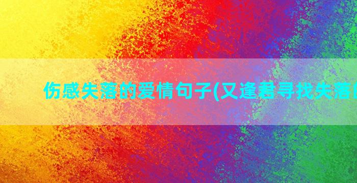 伤感失落的爱情句子(又逢君寻找失落的爱情)