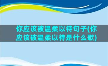 你应该被温柔以待句子(你应该被温柔以待是什么歌)