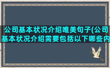 公司基本状况介绍唯美句子(公司基本状况介绍需要包括以下哪些内容)