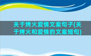 关于烤火爱情文案句子(关于烤火和爱情的文案短句)