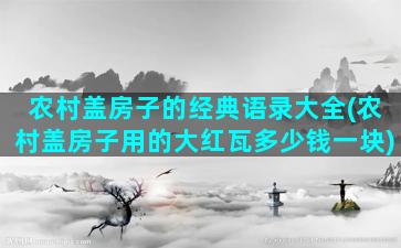 农村盖房子的经典语录大全(农村盖房子用的大红瓦多少钱一块)