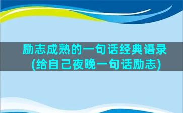 励志成熟的一句话经典语录(给自己夜晚一句话励志)