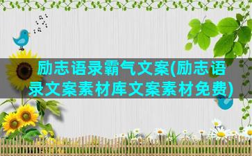 励志语录霸气文案(励志语录文案素材库文案素材免费)