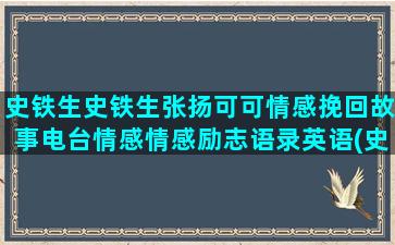 史铁生史铁生张扬可可情感挽回故事电台情感情感励志语录英语(史铁生之后再无史铁生)