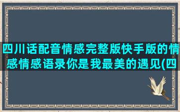 四川话配音情感完整版快手版的情感情感语录你是我最美的遇见(四川话配音视频)