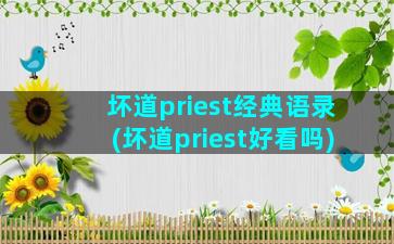 坏道priest经典语录(坏道priest好看吗)