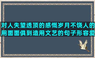 对人失望透顶的感慨岁月不饶人的用面面俱到造用文艺的句子形容爱豆(对人失望透顶的感觉)