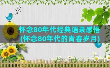 怀念80年代经典语录感悟(怀念80年代的青春岁月)