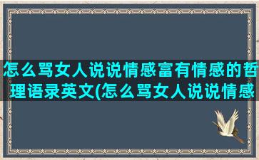 怎么骂女人说说情感富有情感的哲理语录英文(怎么骂女人说说情感)