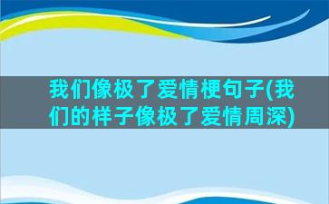 我们像极了爱情梗句子(我们的样子像极了爱情周深)