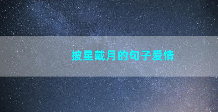 披星戴月的句子爱情