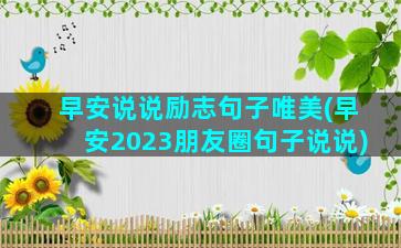 早安说说励志句子唯美(早安2023朋友圈句子说说)