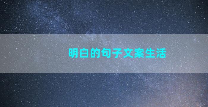 明白的句子文案生活