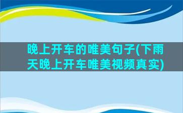 晚上开车的唯美句子(下雨天晚上开车唯美视频真实)