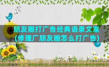 朋友圈打广告经典语录文案(修理厂朋友圈怎么打广告)