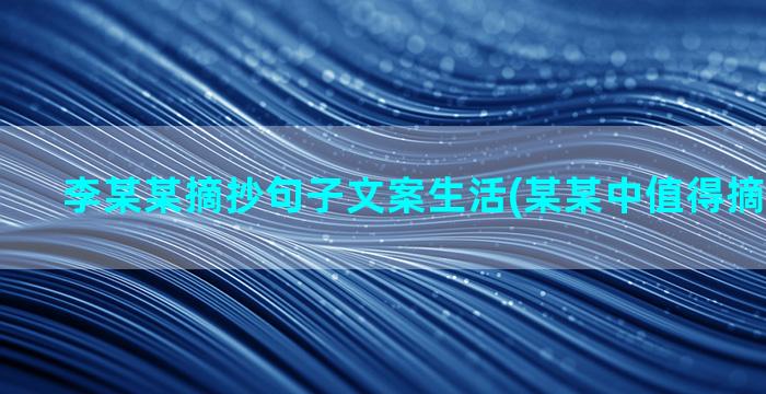 李某某摘抄句子文案生活(某某中值得摘抄的句子)