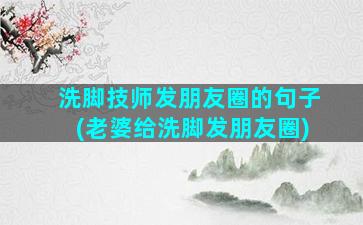 洗脚技师发朋友圈的句子(老婆给洗脚发朋友圈)