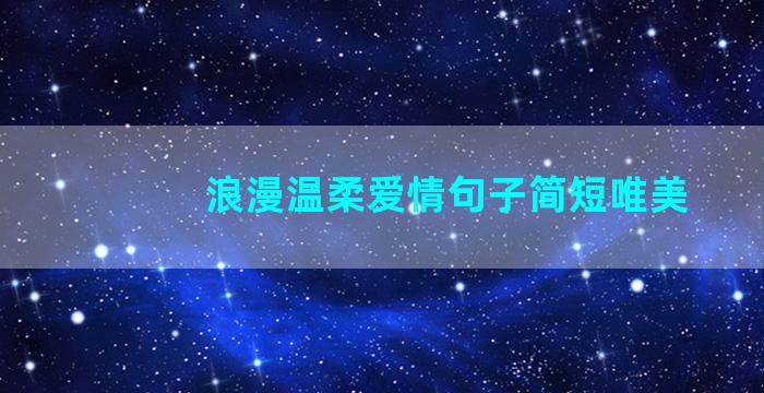 浪漫温柔爱情句子简短唯美