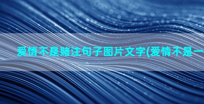 爱情不是赌注句子图片文字(爱情不是一切的句子)