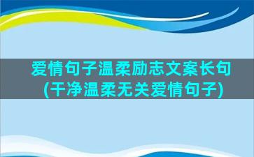 爱情句子温柔励志文案长句(干净温柔无关爱情句子)