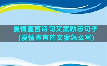 爱情宣言诗句文案励志句子(爱情宣言的文案怎么写)