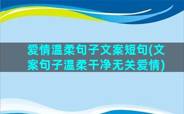 爱情温柔句子文案短句(文案句子温柔干净无关爱情)