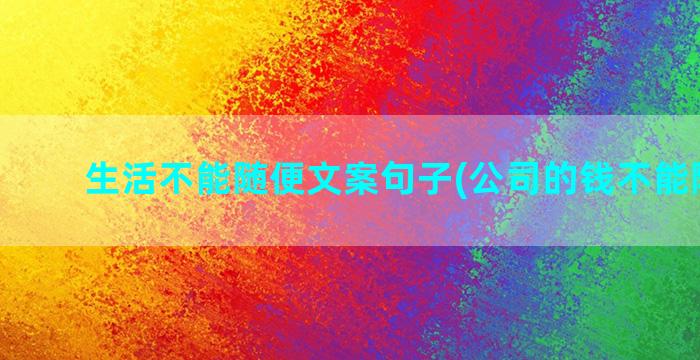 生活不能随便文案句子(公司的钱不能随便用)