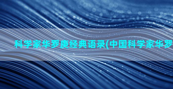 科学家华罗庚经典语录(中国科学家华罗庚这本书)