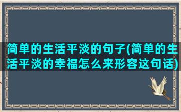 简单的生活平淡的句子(简单的生活平淡的幸福怎么来形容这句话)