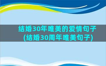 结婚30年唯美的爱情句子(结婚30周年唯美句子)