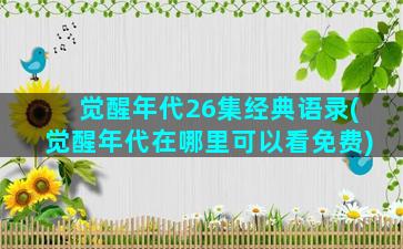 觉醒年代26集经典语录(觉醒年代在哪里可以看免费)